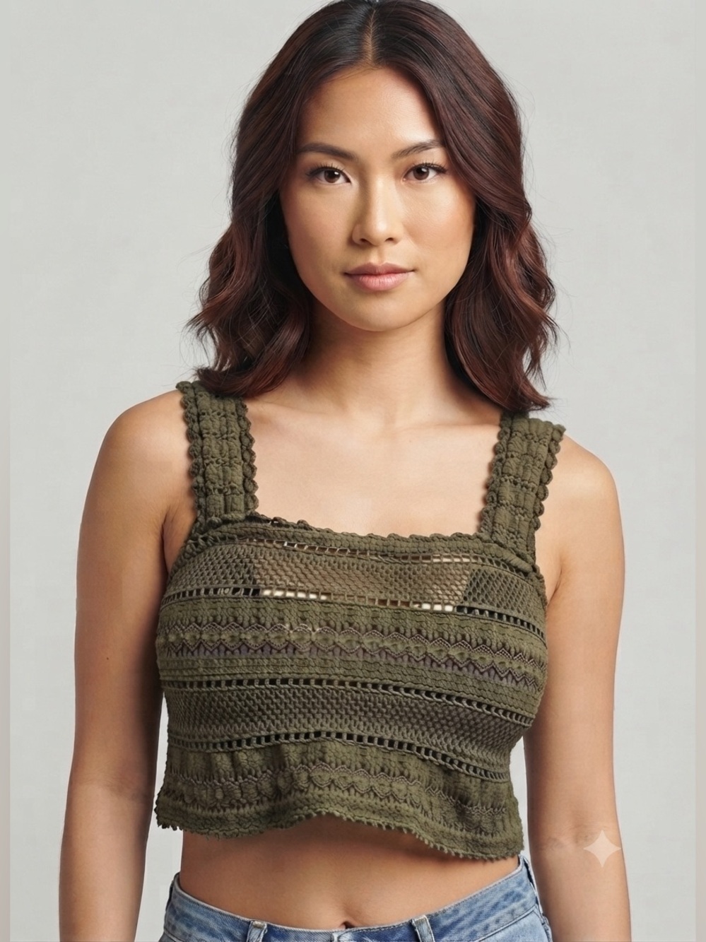 Aerie Textured Lace Tank Top(Pit to pit 17” Length 16”)